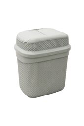 JVL Droplette Toilet Brush & Rectangular Lidded Bin in Light Grey - thumbnail 3