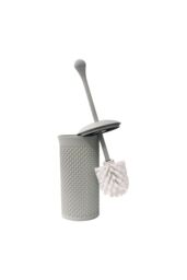 JVL Droplette Toilet Brush & Rectangular Lidded Bin in Light Grey - thumbnail 2