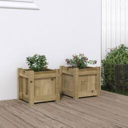 Berkfield Home Garden Planters 2 pcs Impregnated Wood Pine in Brown - thumbnail 2