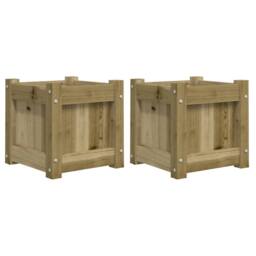 Berkfield Home Garden Planters 2 pcs Impregnated Wood Pine in Brown - thumbnail 3