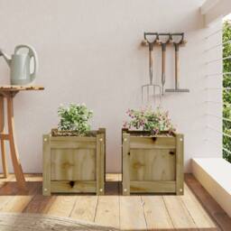 Berkfield Home Garden Planters 2 pcs Impregnated Wood Pine in Brown - thumbnail 1