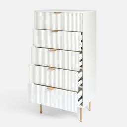 OHS Ribbed 5-Drawer Unit Engineered Wood Cabinet Storage in Cream - thumbnail 5