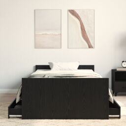 Berkfield Home Bed Frame without Mattress Black Oak 90x190 cm Engineered Wood - thumbnail 4