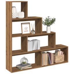 Berkfield Home Room Divider Bookcase 4-Tier Artisan Oak 143.5x29x143.5 cm Engineered Wood in Brown - thumbnail 1