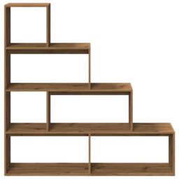 Berkfield Home Room Divider Bookcase 4-Tier Artisan Oak 143.5x29x143.5 cm Engineered Wood in Brown - thumbnail 5