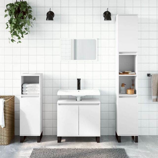 Berkfield Home Bathroom Cabinet White 30x30x190 cm Engineered Wood - Size: 30 x 30 x 190 cm - image 1