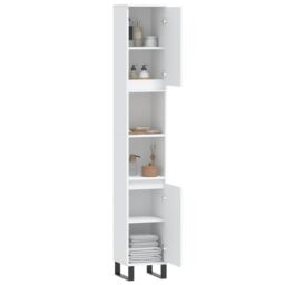 Berkfield Home Bathroom Cabinet White 30x30x190 cm Engineered Wood - Size: 30 x 30 x 190 cm - thumbnail 4