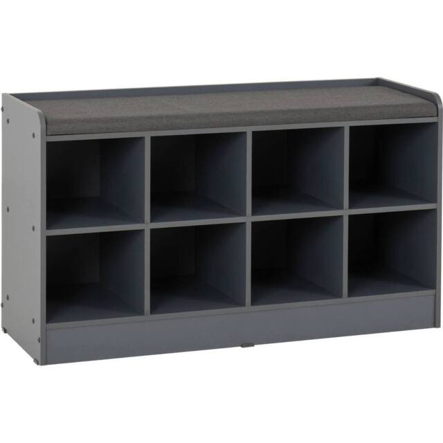 FORGEVIO Grey Fabric Steel Shoe Bench Seat Modern Hallway Space Saving Storage - image 1