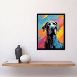 "Artery8 Wall Art Print Great Dane Dog Lover Gift Pet Portrait Pastel Colour Blue Orange Purple Artwork Painting Art Framed - Size: W12"" x H16""" - thumbnail 4