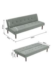Living and Home 3 Seater Grey Terry Cloth Sofa Manual Recliner Couch Tufted Sofa Bed - thumbnail 5