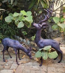Inspirational Gifting Large Stag & Doe Deer Sculptures Garden Ornaments in Bronze - thumbnail 5