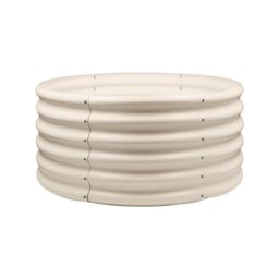 Harbour Housewares Raised Garden Beds - 2x Round Bottomless Galvanised Steel Planter 90 x 45cm in Ivory - Size: 90 x 45 cm - thumbnail 6