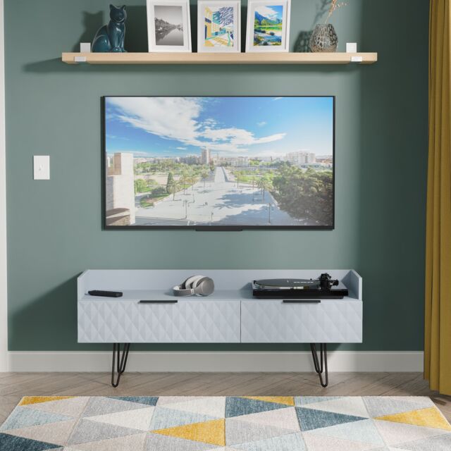 Ready Assembled 2 U Islay 2 Drawer Coffee TV Unit (Ready Assembled) in Light Blue - image 1