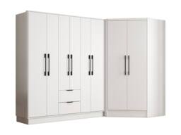Vente-unique Corner Wardrobe With 8 Doors & 2 Drawers - W263 Cm - White - FEOVA - thumbnail 6
