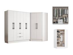 Vente-unique Corner Wardrobe With 8 Doors & 2 Drawers - W263 Cm - White - FEOVA - thumbnail 7
