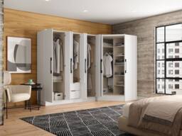 Vente-unique Corner Wardrobe With 8 Doors & 2 Drawers - W263 Cm - White - FEOVA - thumbnail 5