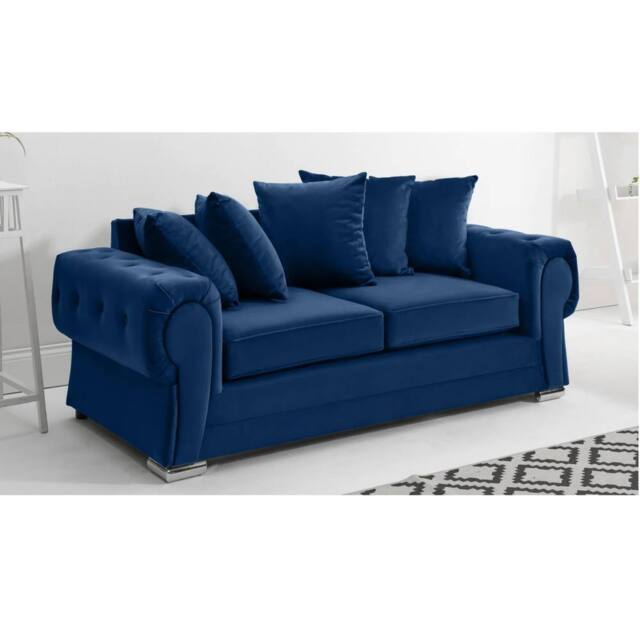 Furniture 786 Verona Scatter Back Plush Velvet 3 Seater Sofa in Mid Blue - image 1