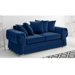 Furniture 786 Verona Scatter Back Plush Velvet 3 Seater Sofa in Mid Blue