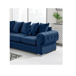 Furniture 786 Verona Scatter Back Plush Velvet 3 Seater Sofa in Mid Blue - thumbnail 2
