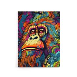"Artery8 Orangutan Great Ape Colourful Psychedelic Canvas Wall Art Print - Size: W18"" x H24""" - thumbnail 1