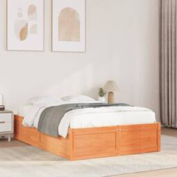 Berkfield Home Bed w/Drawers & Mattress Wax Brown 90x190 cm Single Solid Wood… - Size: Small Double - thumbnail 2