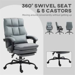 EONLION Executive Office Chair, PU Leather Desk Chair in Grey - Size: 100 cm - thumbnail 3