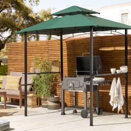 Wyld and Coco Garden Gazebo Dark Green Fabric Steel Frame 240 x 148 cm