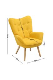 Living and Home Yellow Tufted Button Linen Accent Chair with Wooden Legs - thumbnail 6