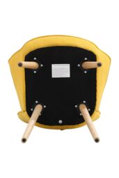 Living and Home Yellow Tufted Button Linen Accent Chair with Wooden Legs - thumbnail 5