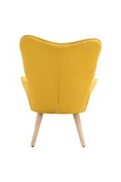 Living and Home Yellow Tufted Button Linen Accent Chair with Wooden Legs - thumbnail 4