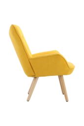 Living and Home Yellow Tufted Button Linen Accent Chair with Wooden Legs - thumbnail 3
