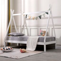 SlumberWorx Harry Kids Childrens Wooden Teepee Tent Single Bed Frame in White - thumbnail 3