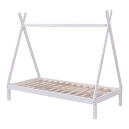 SlumberWorx Harry Kids Childrens Wooden Teepee Tent Single Bed Frame in White - thumbnail 2