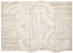 Orsina Bosie Safira Small Natural Hair On Leather Rug in White - thumbnail 1