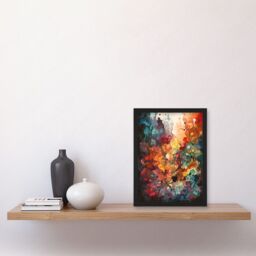 Artery8 Abstract Coral Reef Modern Rainbow Painting Framed Wall Art Print A4 in Black - thumbnail 2