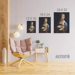 "Artery8 Lady with an Ermine La Belle Ferronniere Da Vinci Canvas Wall Art in Black - Size: W18"" x H24""" - thumbnail 4