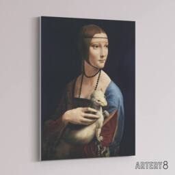 "Artery8 Lady with an Ermine La Belle Ferronniere Da Vinci Canvas Wall Art in Black - Size: W18"" x H24""" - thumbnail 2
