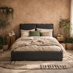 Wyld Haus Wexford Deep Grey Linen King Size Bed Pillow Headboard in Dark Grey - thumbnail 1