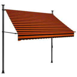 Berkfield Home Manual Retractable Awning with LED 200 cm Orange & Brown - thumbnail 2