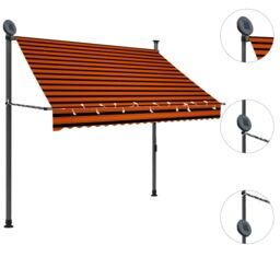 Berkfield Home Manual Retractable Awning with LED 200 cm Orange & Brown - thumbnail 3