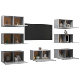 Berkfield Home TV Cabinets 7 pcs Concrete Grey 30.5x30x60 cm Engineered Wood - thumbnail 1