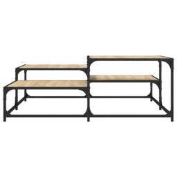 Berkfield Home Coffee Table Sonoma Oak 107x107x40 cm Engineered Wood in Light Brown - Size: 107 x 107 x 40 cm - thumbnail 4