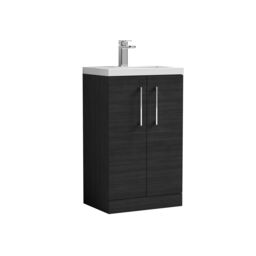 Balterley Bathroom Vanity Basin Unit, Chrome Handles, 500mm, Wood Black