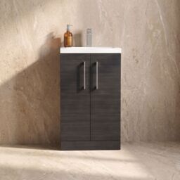 Balterley Bathroom Vanity Basin Unit, Chrome Handles, 500mm, Wood Black - thumbnail 9