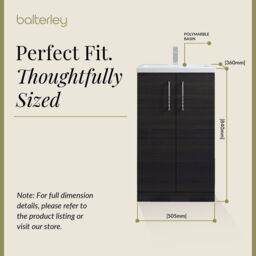 Balterley Bathroom Vanity Basin Unit, Chrome Handles, 500mm, Wood Black - thumbnail 5