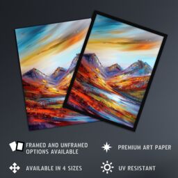"Artery8 Cairngorms Heather Mountain Peak Hike Landscape Wall Art Print - Size: W12"" x H16""" - thumbnail 2