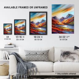 "Artery8 Cairngorms Heather Mountain Peak Hike Landscape Wall Art Print - Size: W12"" x H16""" - thumbnail 3