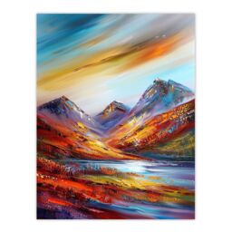 "Artery8 Cairngorms Heather Mountain Peak Hike Landscape Wall Art Print - Size: W12"" x H16""" - thumbnail 1