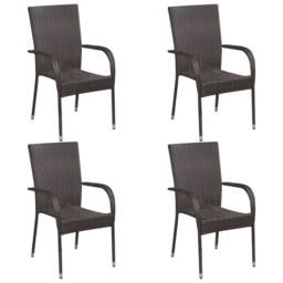 Berkfield Home Beautiful 5 Piece Garden Dining Set Brown Poly Rattan - thumbnail 4