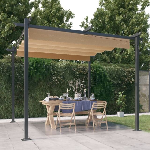 Berkfield Home Garden Gazebo with Retractable Roof 3x3 m Taupe in Beige - image 1